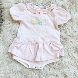 Vintage Baby Girl Pink Romper Bodysuit Embroidered 80s 24 Months